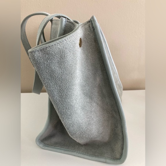 NWT Margot New York Jamee Double Handle blue suede leather tote bag purse - Picture 4 of 12